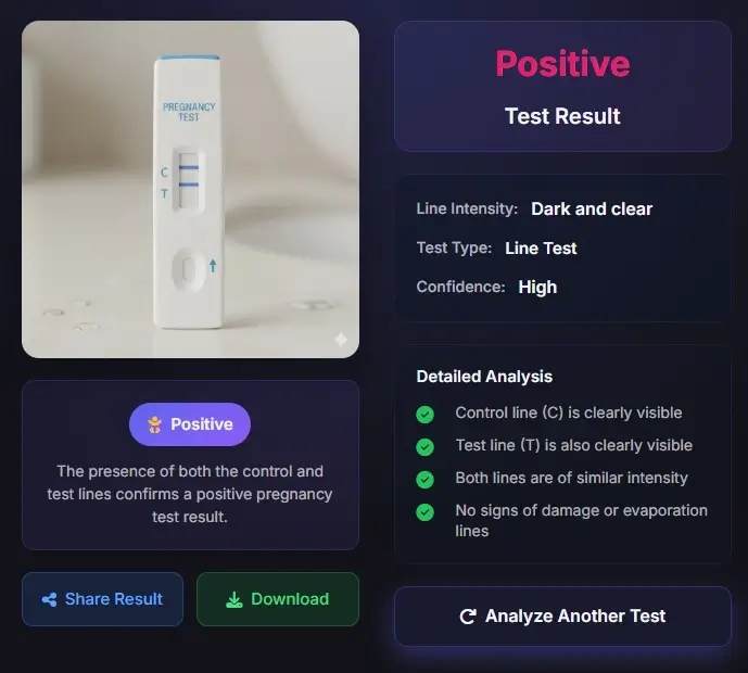 Résultat positif de test de grossesse - deux lignes visibles indiquant une grossesse