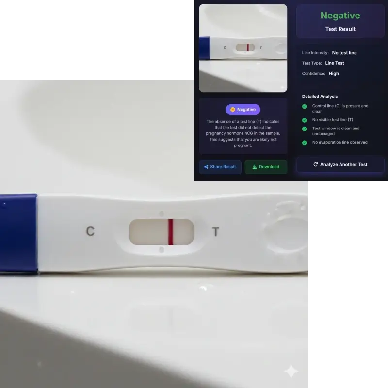 IA détecte un test de grossesse négatif - seule la ligne de contrôle visible