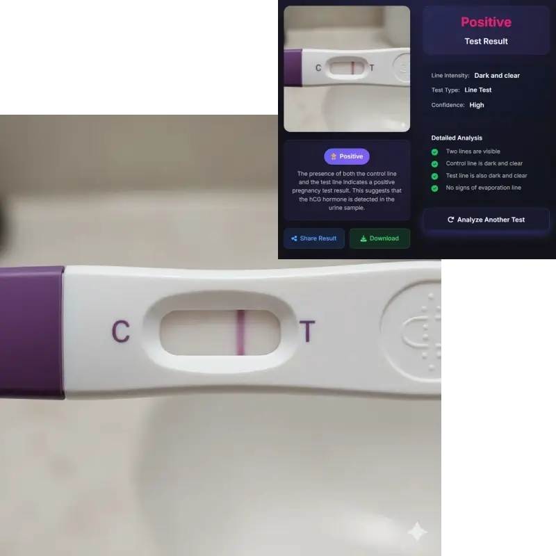 Lecteur de test de grossesse IA compatible avec toutes les marques - test positif en angle